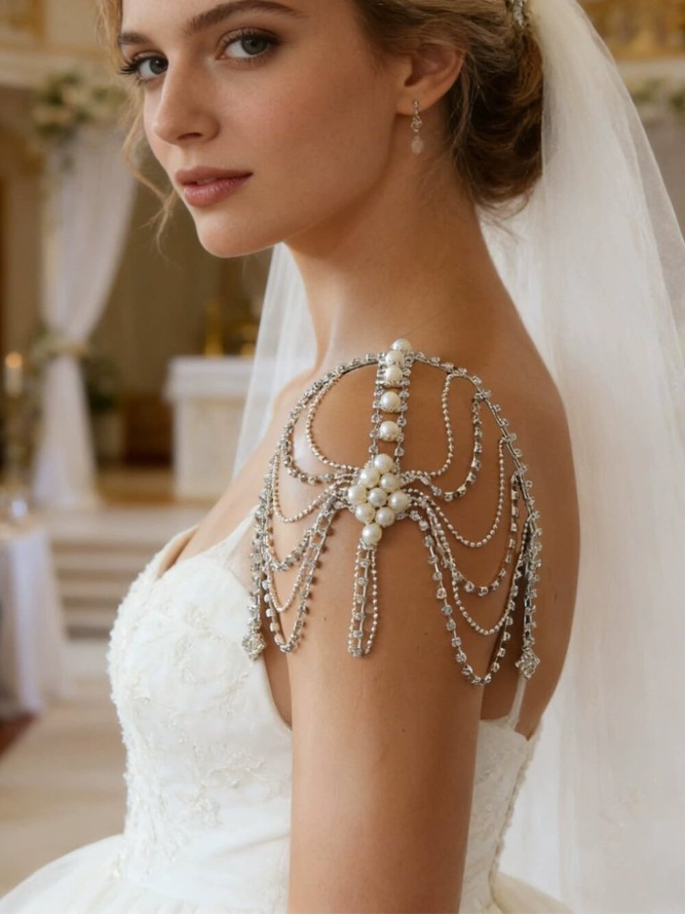Luxury Bridal Shoulder Jewelry — Elegant Crystal & Pearl Body Chain